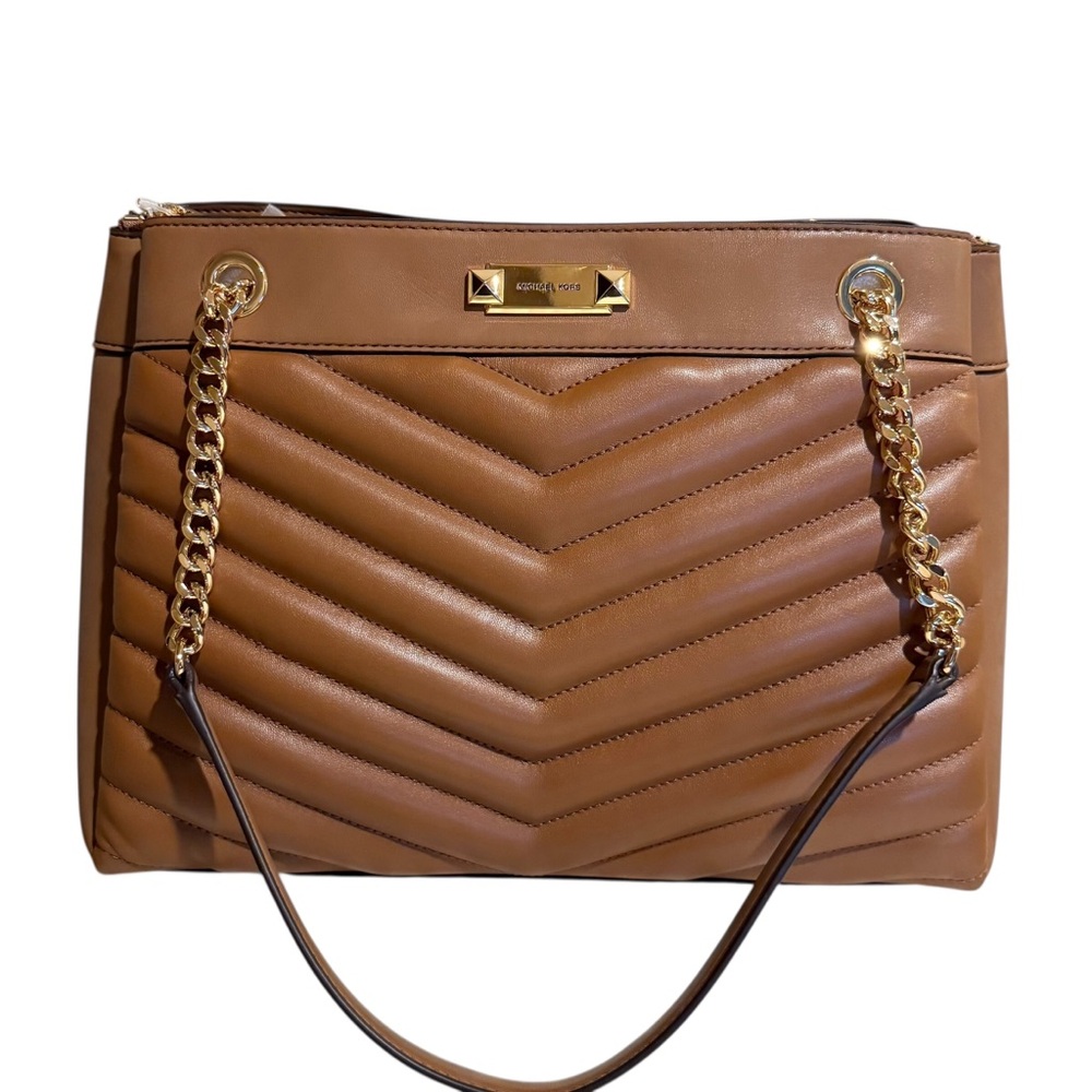 Michael Kors Whitney Medium Quilted Chain shoulder Tote bag in luggage tan. - Picture 1 of 15